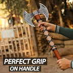 SHINY CRAFTS ® Hand-Forged Viking Axe | Bearded Hatchet | Medieval Battle Tool for Camping & Survival | Unique Gift for Men, Groomsmen & Christmas (Brown-SCA-13)
