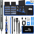 STREBITO 144-Piece Upgraded Electric Screwdriver, Max 0.7 N.m, 120 Magnetic Bits, 5-gear Torque Adjustment, Precision Screwdriver Set, Repair Tool Kit for Tech, Electronics and PC