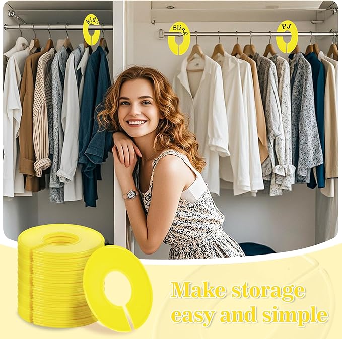 Sukh Baby Closet Dividers 30pcs - Plastic Clothes Organizer Shelf Tags Labels for Clothing Rack Wardrobe Store Warehouse Nursery Must Haves Boutique Supplies Sturdy Durable Flexible No Burrs (Yellow)