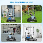 Broom and Mop Holder Freestanding Mobile Cleaning Tool Storage Rack,Floor Standing Cleaning Tool Cart Storage for Garden Garage Schools, Hospitals