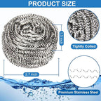 10 Pack Stainless Steel Scrubber, Steel Wool Srubber for Scouring Stubborn Messes from Pots and Pans, Stoves,Broiler Racks,Grills and More