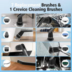 G2-Pro Electric Spin Scrubber - Upgraded 12-in-1 scrubber brush electric, Retractable Handle & 2-Speed for Bathroom, Bathtub, Kitchen, Tile Floors（White/Gray Brush Head）