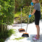POWERJET Upright Broom & Dustpan Set (420900), Angled Lobby Broom, Exclusive Long Handle Extendable 52”, Self-Cleaning with Dustpan Teeth, Sweeping Indoor & Outdoor Home & Office Cleaning