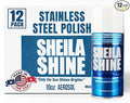 Sheila Shine 12 x 10oz Stainless Steel Cleaner and Polish - Removes Grease, Fingerprint & Watermark - Kitchen Appliances, Refrigerators, Sinks, Ovens & Grills - Stainless Steel Sprays Cleaner