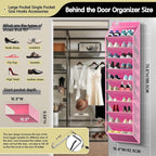 10 Tier Hanging Shoe Rack - Heavy Duty Behind The Door Hanging Shoe Rack, Sturdy Oxford Cloth, 20+ Pairs Over The Door Shoe Cabinet for Boots and Sneakers - Save 50% Closet Space! (Pink)