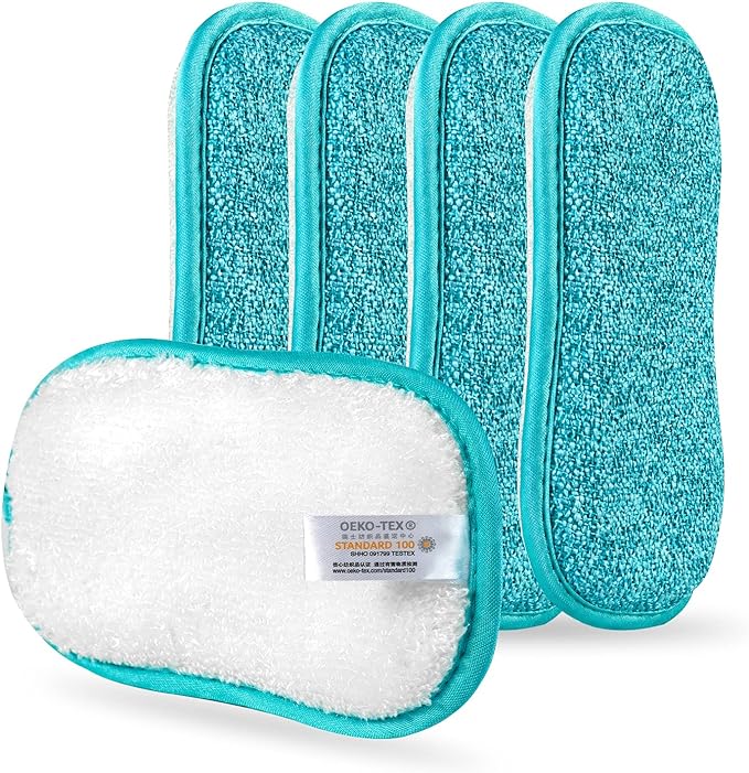 Kitchen Dish Sponge Scrubber Non Scratch, Dishcloth No Odor Reusable Washable Multipurpose Scrub Pads Sponges Heavy Duty for Dawn Dish Soap Cleaning of Sink Pans