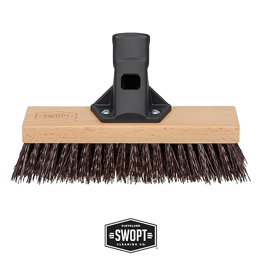SWOPT 10' Premium Rough Surface Scrub Brush Head - Deck Brush for Rough and Textured Surfaces, Interchangeable with All SWOPT Cleaning Products for More Efficient Cleaning and Storage