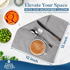 DAN RIVER 12-Pack Microfiber Towels – Ultra Absorbent, Lint-Free & Streak-Free Cleaning Cloths for Home, Car & Kitchen - Must-Have Cleaning Essentials - 12" x 12" - Gray White