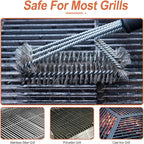 BBQ Grill Cleaning Brush, Stainless Steel Barbecue Brush with 18in Handle Wire Bristles Brush for Grill Cooking Grates
