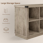 GarveeHome 8 Cube Storage Organizer Bookshelf, Farmhouse Horizontal Bookcase, 62 Inch Wood Storage Bookcase for Entryway, Long Low Bookshelves for Living Room (Grey, 8 Cube)