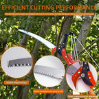 Manual Pole Saw for Tree Trimming, 27 FT Manual tree purner with 8 Fiberglass Handles, Sharp steel Blade and Scissors, Easy to Carry and Extendable Design for Tree Maintenance, Orange