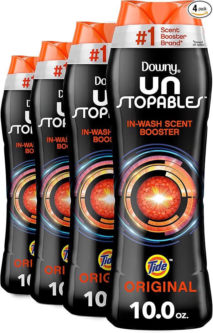 Downy Unstopables Laundry Scent Booster Beads for Washer, Tide Original Scent, 10 oz (Pack of 4)
