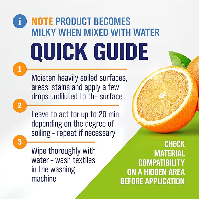 Orange Oil Cleaner Concentrated 25.36 fl oz (1 : 1000) - makes up to 200 Gallons Multi-Use Adhesive & Grease Remover, Custom-Dilution Citrus Degreaser for Floors, Kitchen & Bath