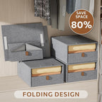 Closet Organizers and Storage 2-Pack Large Storage Bins with Drawers Stackable Fabric Clothes Organizers Storage Box Collapsible Closet Drawers Organizer (Deep Grey, 21L*2)