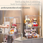 XXX-Large Clear Acrylic Display Case Boot Shoe Storage Boxes With An Adjustable Divider,2 Pack 2 Tiers Clear Plastic Stackable Storage Bins With Lids Big Display Acrylic Box With Magnetic Door