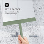 GÜTEWERK Shower Squeegee for Glass Doors, Silicone Window Squeegee, Bathroom and Glass Cleaning - Green - 9 Inch