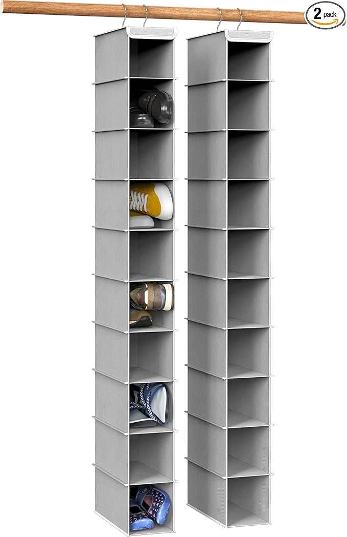 Simple Houseware 2 Pack 10 Shelves Hanging Organizer, Gray
