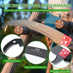 Manual Pole Saw for Tree Trimming, 27 FT Manual tree purner with 8 Fiberglass Handles, Sharp steel Blade and Scissors, Easy to Carry and Extendable Design for Tree Maintenance, Green
