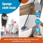 Tub Tile Scrubber Brush with 3 Different Function Cleaning Pads and 56" Extendable Long Handle-No Scratch for Cleaning Bathroom Kitchen Toilet Wall Sink,Orange