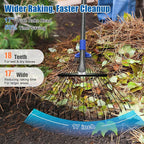 Rake for Leaves: Adjustable Metal Leaf Rake for Lawn, 8-17" Expandable Head, 65” Long Handle,Collapsible Heavy Duty Women Kids Garden Rakes for Yard Pine Needles Mulch Grass Debris Gardening Camping