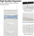 GRANNY SAYS Hanging Closet Organizer and Storage, 6 Shelf Clothes Organization with Drawers, 6 Side Pockets Closet Hanging Shelves for Bras, Socks, Underwear, Nursery Room, Wardrobe, White, 1-Pack