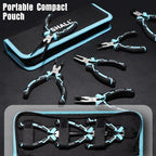 SHALL Mini Pliers Set, 6-Piece Small Pliers Tool Set Includes Needle Nose, Long Nose, Bent Nose, Diagonal, End Cutting and Linesman for Making Crafts, Electronic Repairing & Jewelry with Pouch