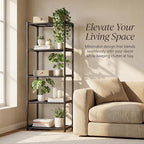 5-Tier Storage Shelves with Plastic Connectors – Metal Shelf Organizer for Pantry, Closet & Bathroom, Space-Saving Sturdy Shelving Unit Rack, Black, 17.3" x 12.8" x 56.7"