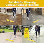 JOYMOOP 17.7-Inch Microfiber Flat Mop Replacement Pads – Washable Reusable Grey & Stripe, Pack of 4 Heavy-Duty Wet & Dry Refill for JOYMOOP Flat Mop & Bucket System