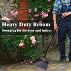 Heavy Duty Broom Outdoor Indoor, Upgraded Commercial Angle Brooms, Black Broom for Sweeping House, Restaurant, Kitchen, Garage, Courtyard