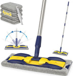 Microfiber Mops for Hardwood Floor Cleaning: MEXERRIS Flat Floor Mop with 4 Washable Pads 59" Adjustable Handle - Dust Dry Mops for Kitchen Bathroom Tile Laminate Wood Vinyl - Home Commercial Mop