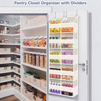 Heavy Duty Over The Door Organizer 5 Tiers, Extra Large Behind Door Storage of 10 Big Front & 10 Mesh Pockets, 80lb Weight Capacity, Doors Organizer Hanging for Closet Bathroom Bedroom Nursery, Beige