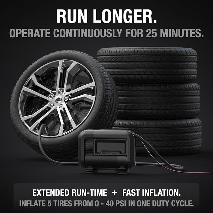 NOCO AIR10: UltraFast 10A Tire Inflator - 12V Portable Air Compressor Pump – 36 SLPM Airflow Inflates 0–40 PSI in 3.8 Minutes – Digital Gauge + Auto-Shutoff
