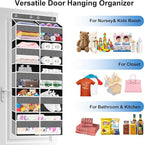 Over The Door Organizer Multi Pocket,5 Tier Large Hanging Shelf for Storage Kids Toys, Diapers, Clothes,Yarn,Heavy Duty Behind Door Storage for Bedroom Bathoom Nursery Closet Pantry,Gray