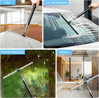 59.5" Long Handle Window Squeegee with Extension Pole, 12.4" Wide Metal Shower Squeegee for Glass Doors, Floor Squeegee for Home Window Cleaning, Tile Wall, Car