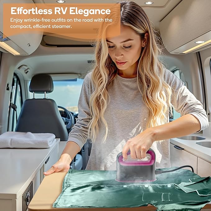 Newbealer Smart Steam Iron for Clothes - 1200W Professional-Grade Turbocharged 3 Steam & 3 Dry Heat Modes, 45s Heat-Up, 6oz Tank, Auto-Off, Nonstick Ceramic Soleplate for Home, RV & Hotel (Ash Pink)