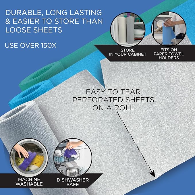 LOLA Wowables XL Swedish Dishcloths, 12 Reusable Eco Cleaning Cloths, 11" x 10", Ultra Absorbent Cellulose Sponge Towel, Compostable, Made in Germany