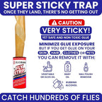 Fly Strips Indoor Sticky Hanging 48pk with Pins. Non Toxic Outdoor Fly Trap Indoor for Home. Flies Tape Paper Trap Ribbon Roll for House Gnat Fruit and Housefly. Bug Catchers for Inside Home Flypaper
