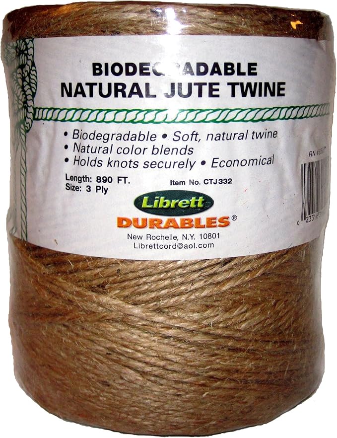 Biodegradable Natural Jute Twine, 890 FT - 32oz - 3 Ply