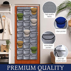 Brandland Hat Organizer for Baseball Caps – 27 Clear Pockets Over-the-Door Rack – Space-Saving Cap Holder Organizer for Hats, Visors, and Accessories – Gray