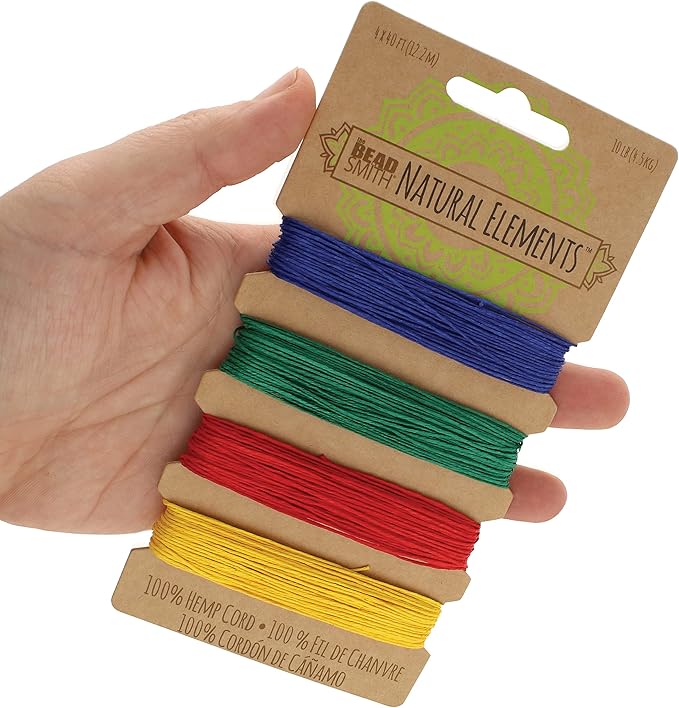 The Beadsmith 100% Hemp Cord – Topaz Colors – .55mm, 40 Foot Spool, 10LB Test Strength – Twine for Jewelry Making, Macrame, Paper Crafts, Gardening, Scrapbooking, Home Décor, DIY String Art & More