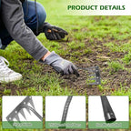 Iron Weeding Rake 2.0, New 5/6/7/8 Teeth Carbon Steel Garden Weeder Rakes, Weeder Puller Tool for Yard Lawn and Garden, Heavy Duty Metal Rake for Lawn, Flower Beds & Soil Aeration (6 Teeth)