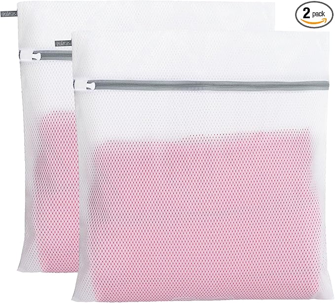 Polecasa 3Pcs Premium 125g Diamond Mesh Laundry Bags, 2 Jumbo 24 x 24 Inches Durable Laundry Wash Bags with Sturdy Zipper