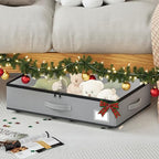 Under Bed Storage with Wheels, No Assemble Required 5.5 inches height grey under bed storage bins,Low Profile Rolling Underbed Shoe Storage containers，dorm underbed storage drawers