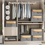 Closet Organizers and Storage 2-Pack Large Storage Bins with Drawers Stackable Fabric Clothes Organizers Storage Box Collapsible Closet Drawers Organizer (Deep Grey, 21L*2)