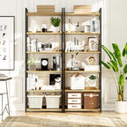 NUMENN Bookshelf, 6 Tier Bookshelves, Home Office Bookcase Shelf Storage Organizer, Free Standing Storage Shelving Unit for Bedroom, Living Room and Home Office, Natural
