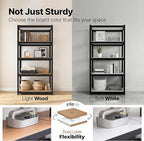 HOMEDANT House 36.2" W 5 Tier Heavy Duty Garage Shelving Adjustable Metal Rack Storage Shelves Standing Shelf Unit Organizers Pantry Closet Office Black 2Pack