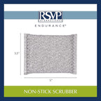 RSVP International Kitchen Cleaning Collection Gentle Scrubbing Sponge for Non-Stick Cookware, Porcelain & Glass, Dishwasher Safe, 5x3.5, Silver (Pack of 4)