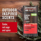 Every Man Jack Men’s Cedar + Red Sage Antiperspirant Deodorant – New & Improved Formula – Smooth Glide, 48-Hour Odor & Sweat Defense– 2.6 oz (2 Pack)