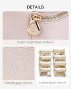 Vlando Jewelry Travel Case,Travel Jewelry Organizer with Clear Velvet Jewelry Bags 8Pcs Zipper Pouch for Women Girl Gift-Pink