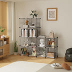 AWTATOS 12 Cube Storage Wire Closet Organizers DIY Stackable Storage Shelves Bookcase Cabinet for Home Office, Black